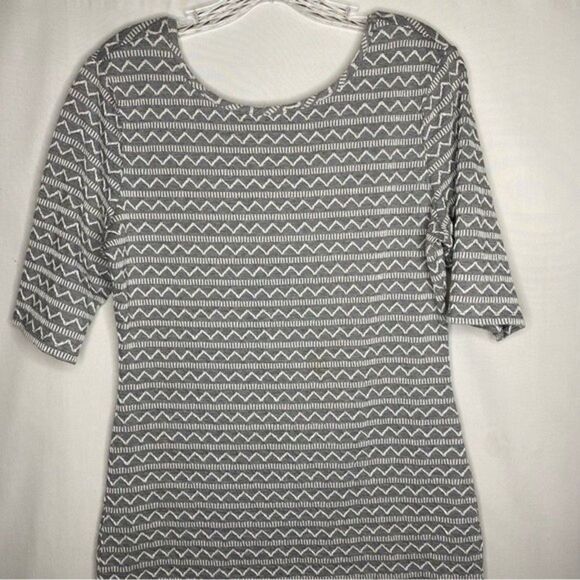 Xhiliration Black White Chevron Stretch Bodycon Short Sleeve Textured Dress L - Picture 3 of 9